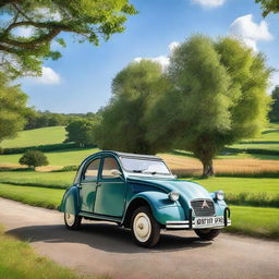 A beautifully restored Citroen 2CV, showcasing its classic design with a modern twist