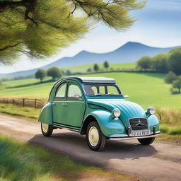 A beautifully restored Citroen 2CV, showcasing its classic design with a modern twist