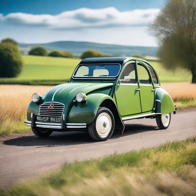 A beautifully restored Citroen 2CV, showcasing its classic design with a modern twist