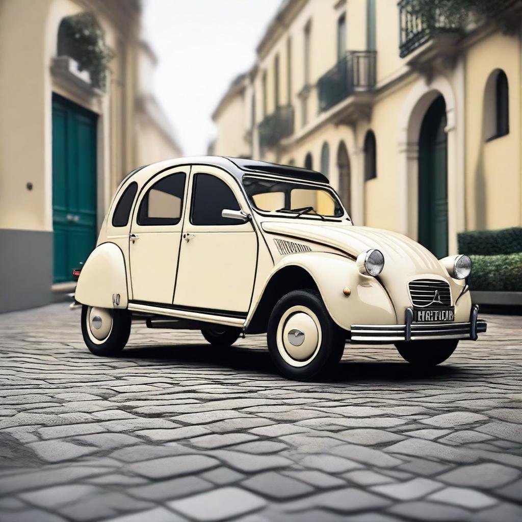 A modern and stylish redesign of the classic Citroen 2CV, blending vintage charm with contemporary aesthetics