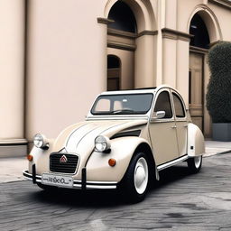 A modern and stylish redesign of the classic Citroen 2CV, blending vintage charm with contemporary aesthetics