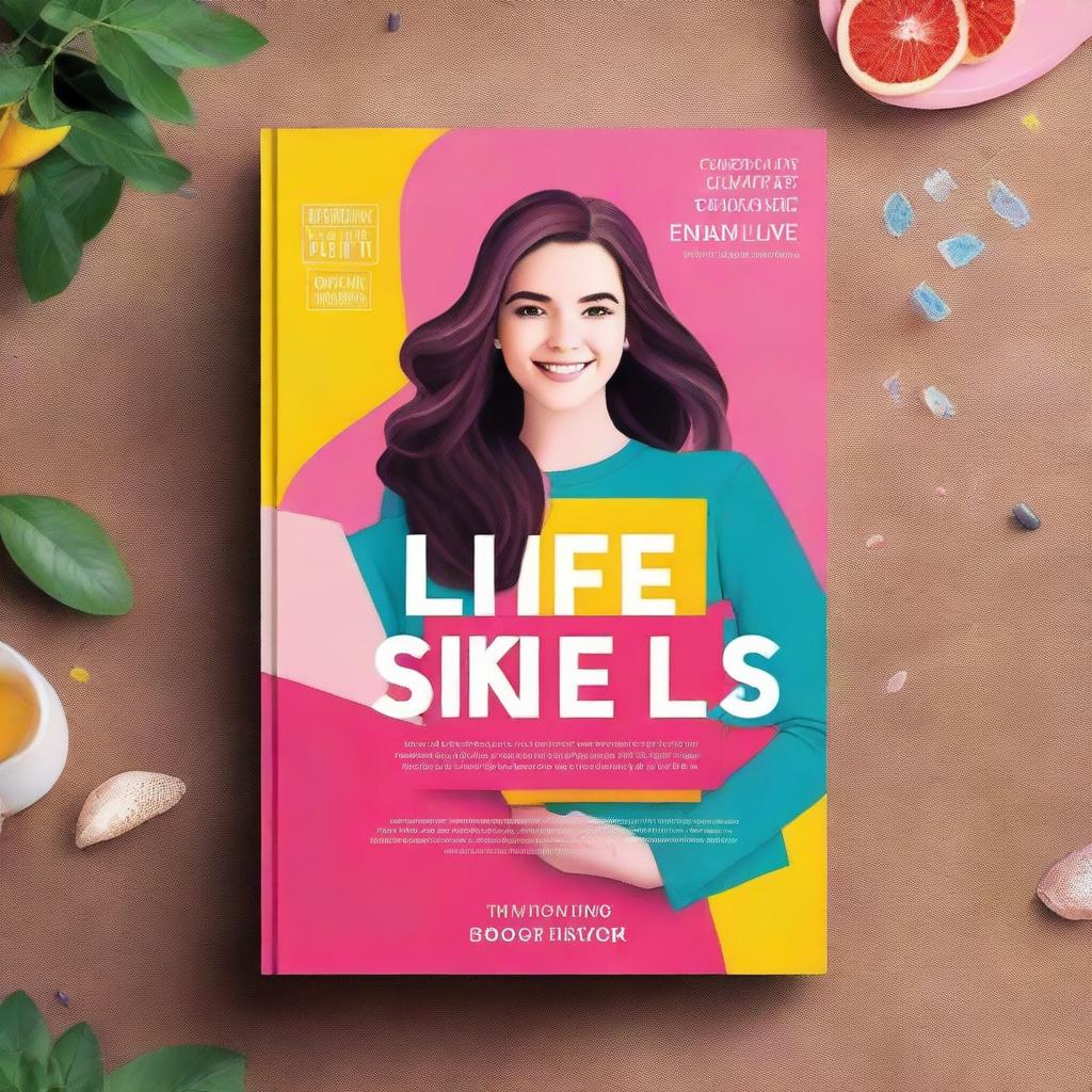 Create an ebook mockup cover titled 'Essential Life Skills for Teen Girls'