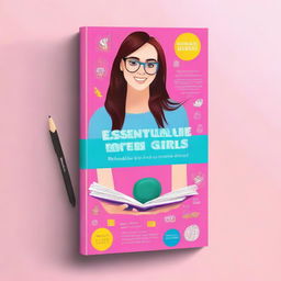 Create an ebook mockup cover titled 'Essential Life Skills for Teen Girls'