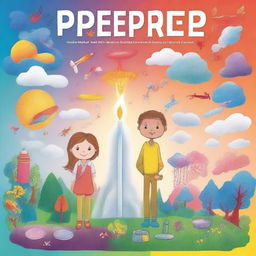 Create a book cover for children aged 12 about the properties of air, the components of air, candle combustion, and the respiratory system