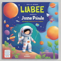 Create a book cover for children aged 12 that includes themes such as astronaut, plant, submarine, inflatable balloon, candle, and lungs