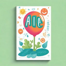 Create a book cover for children aged 12 that includes elements such as a plant, an inflatable balloon, a candle, and lungs