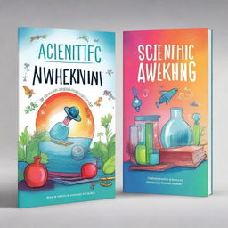 Create a book cover for a scientific awakening book dedicated to children aged 12