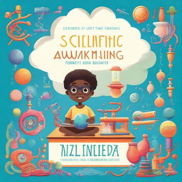 Create a book cover for a scientific awakening book dedicated to children aged 12