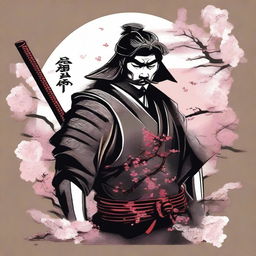 A stylish design for a T-shirt featuring a samurai warrior