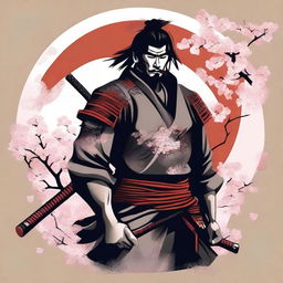 A stylish design for a T-shirt featuring a samurai warrior