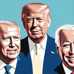 Create an image featuring Donald Trump's face on the left, Joe Biden in the middle, and JD Vance on the right