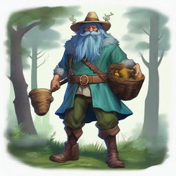 A male firbolg druid from Dungeons and Dragons with bluish fur