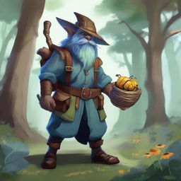 A male firbolg druid from Dungeons and Dragons with bluish fur