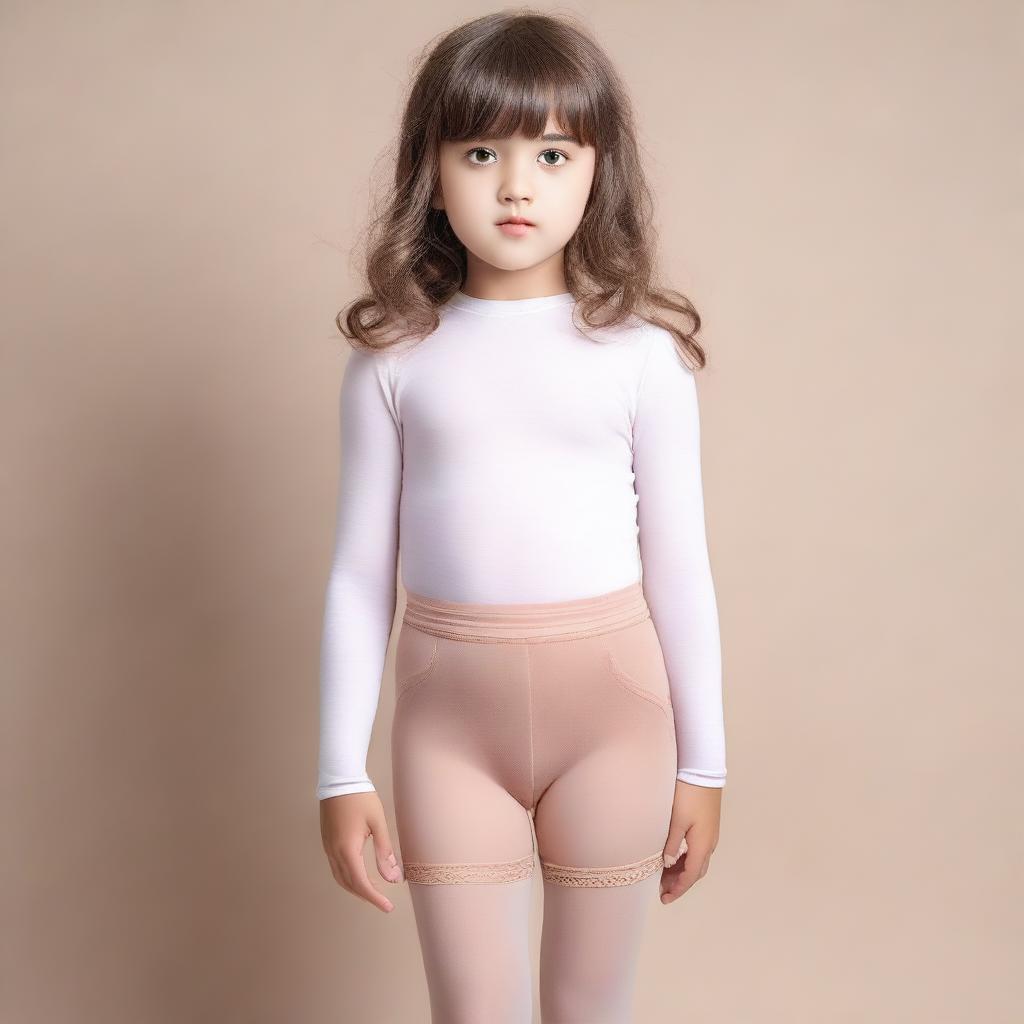 A young girl wearing pantyhose, depicted in a tasteful and respectful manner