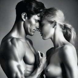 A delicately contrasting display of female and male, each intricately detailed and vibrant in its own right