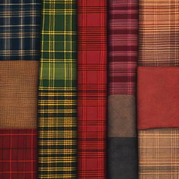 A detailed image showcasing a variety of plaid patterns in different colors and styles