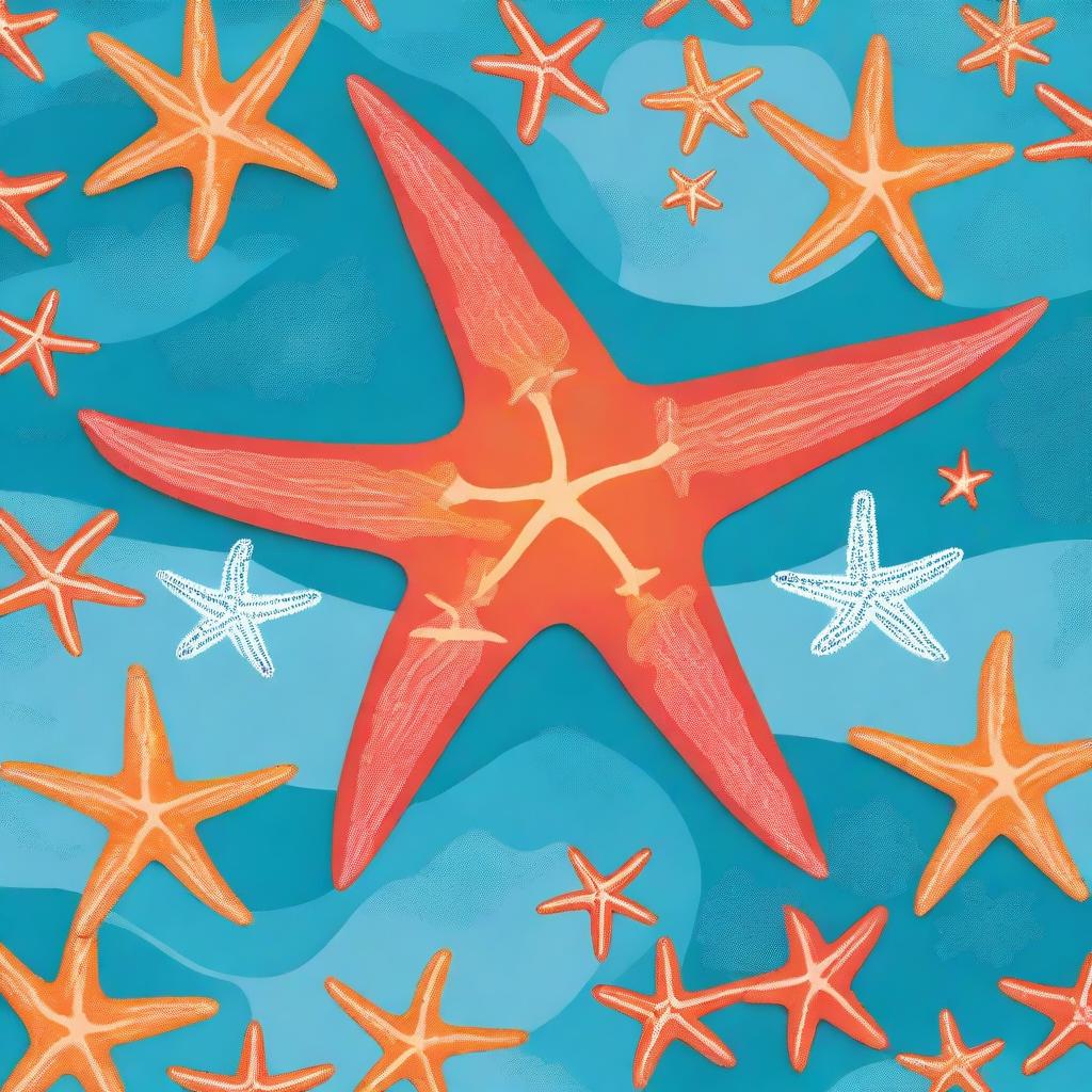 Create a book cover featuring starfish