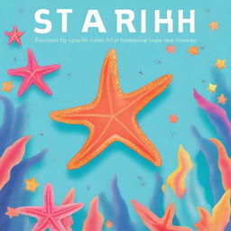 Create a book cover featuring starfish