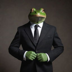 A sophisticated frog man dressed in a noir-style suit