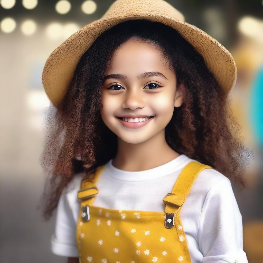 Create an image of a cute light-skinned girl with a cheerful expression