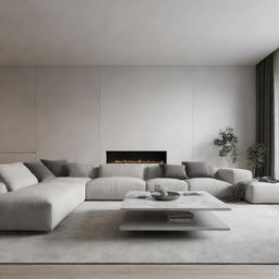 Render a luxurious living room with a minimalist design.