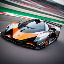 A highly detailed image of a Formula 3 Lamborghini Egoista, showcasing its sleek and aerodynamic design