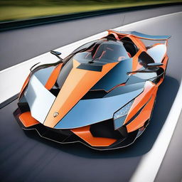 A highly detailed image of a Formula 3 Lamborghini Egoista, showcasing its sleek and aerodynamic design
