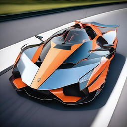 A highly detailed image of a Formula 3 Lamborghini Egoista, showcasing its sleek and aerodynamic design