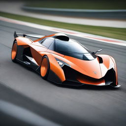 A highly detailed image of a Formula 3 Lamborghini Egoista, showcasing its sleek and aerodynamic design