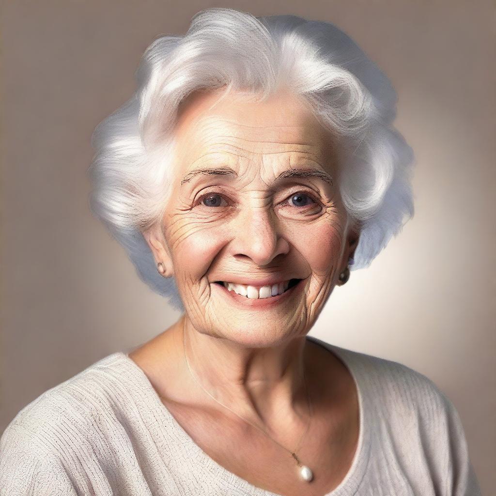 Create an image of an attractive elderly woman