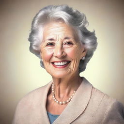 Create an image of an attractive elderly woman