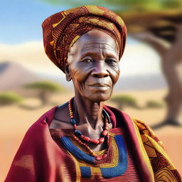 A detailed portrait of an elderly African woman