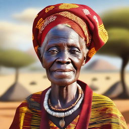 A detailed portrait of an elderly African woman