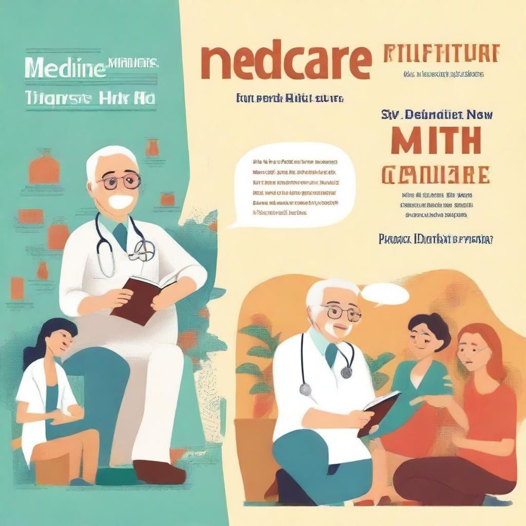 Create a book cover and back cover for a book about Medicare titled 'MEDICARE 1,2,3: Tu guía - Todo lo que hay que saber para un retiro digno siendo hispano en los Estados Unidos'