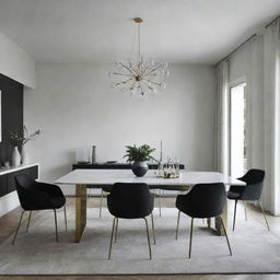 Design a luxurious, minimalist dining room.