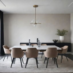 Design a luxurious, minimalist dining room.