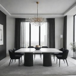 Design a luxurious, minimalist dining room.