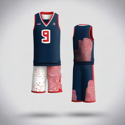 Create an image of a basketball uniform inspired by the Japan-themed football jersey