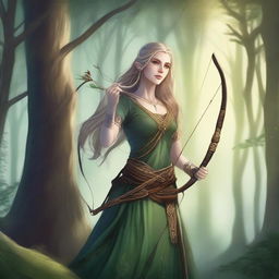 A detailed illustration of a female Celtic archer elf