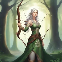 A detailed illustration of a female Celtic archer elf