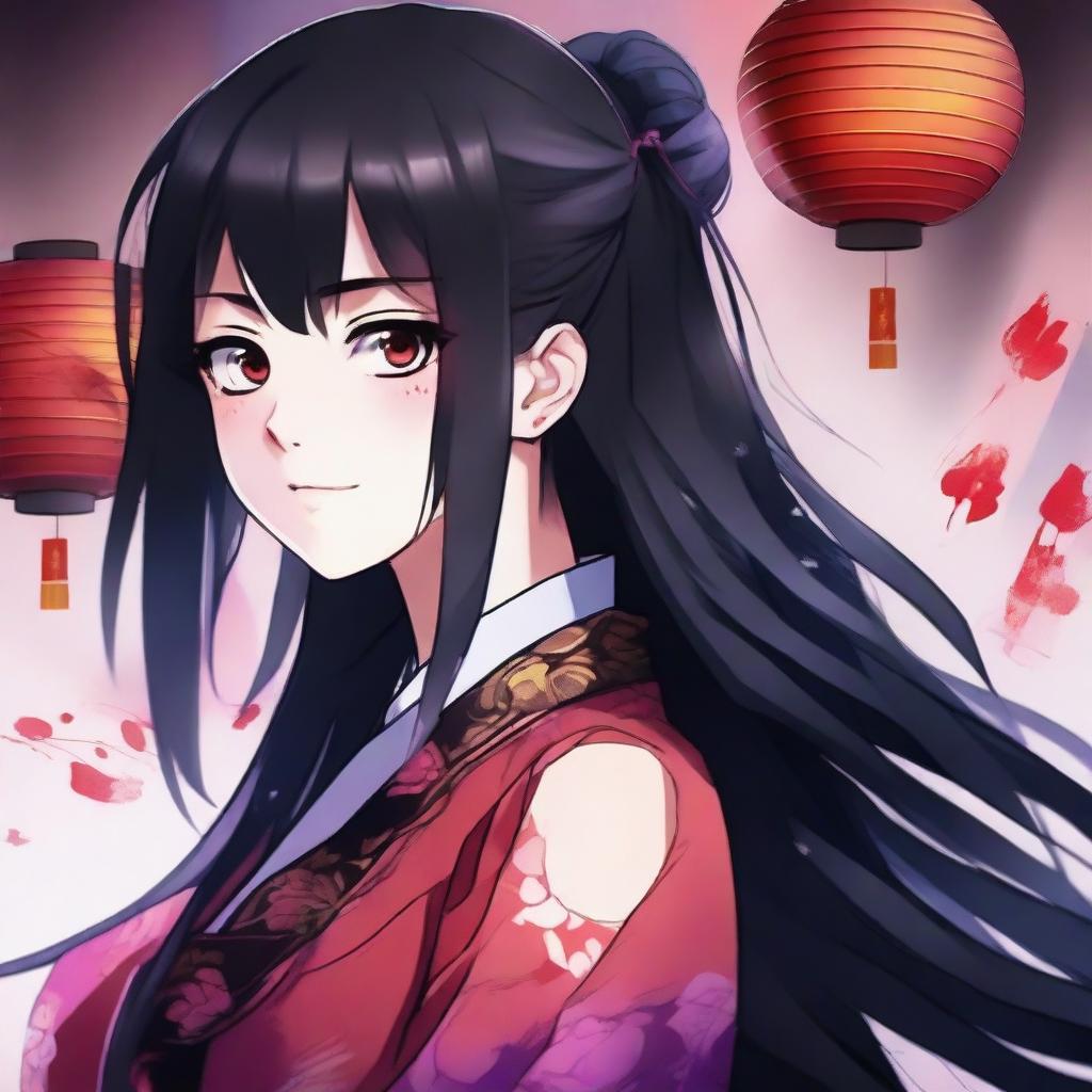 A Chinese yandere girl in an anime style