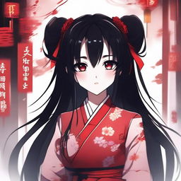 A Chinese yandere girl in an anime style