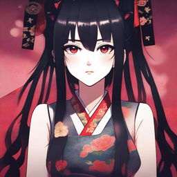 A Chinese yandere girl in an anime style