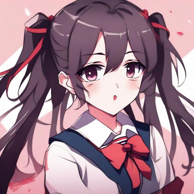 A yandere schoolgirl in an anime style