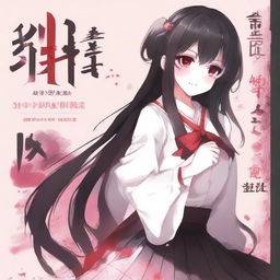 Create a cover for a Yandere-themed anime book, featuring a cute yandere girl