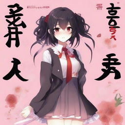 Create a cover for a Yandere-themed anime book, featuring a cute yandere girl