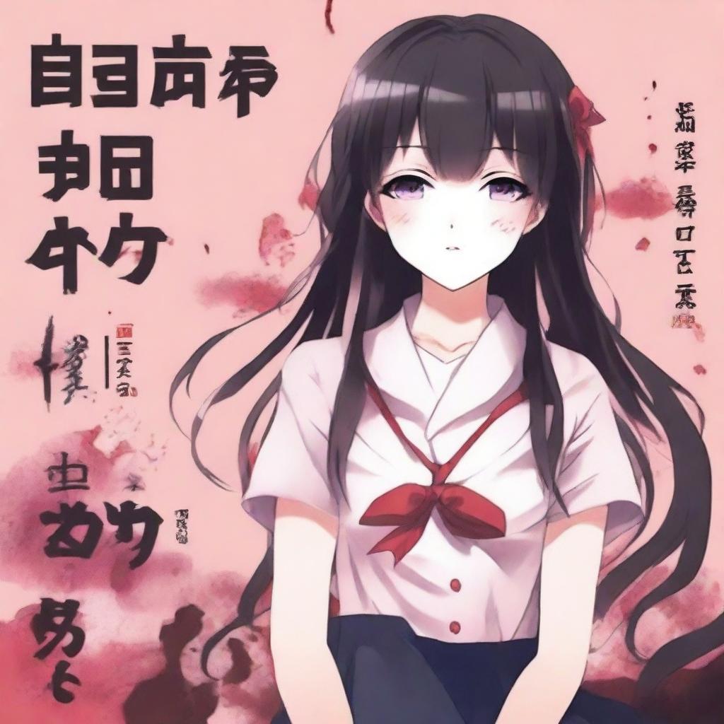 Create an anime book cover for a yandere-themed story