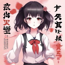 Create an anime book cover for a yandere-themed story