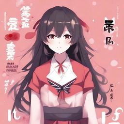 Create an anime book cover featuring a cute yandere girl