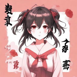 Create an anime book cover featuring a cute yandere girl